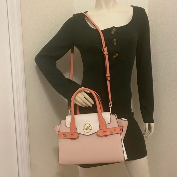 New Michael Kors Carmen Medium Color-Block Belted Satchel bag - Picture 15 of 16